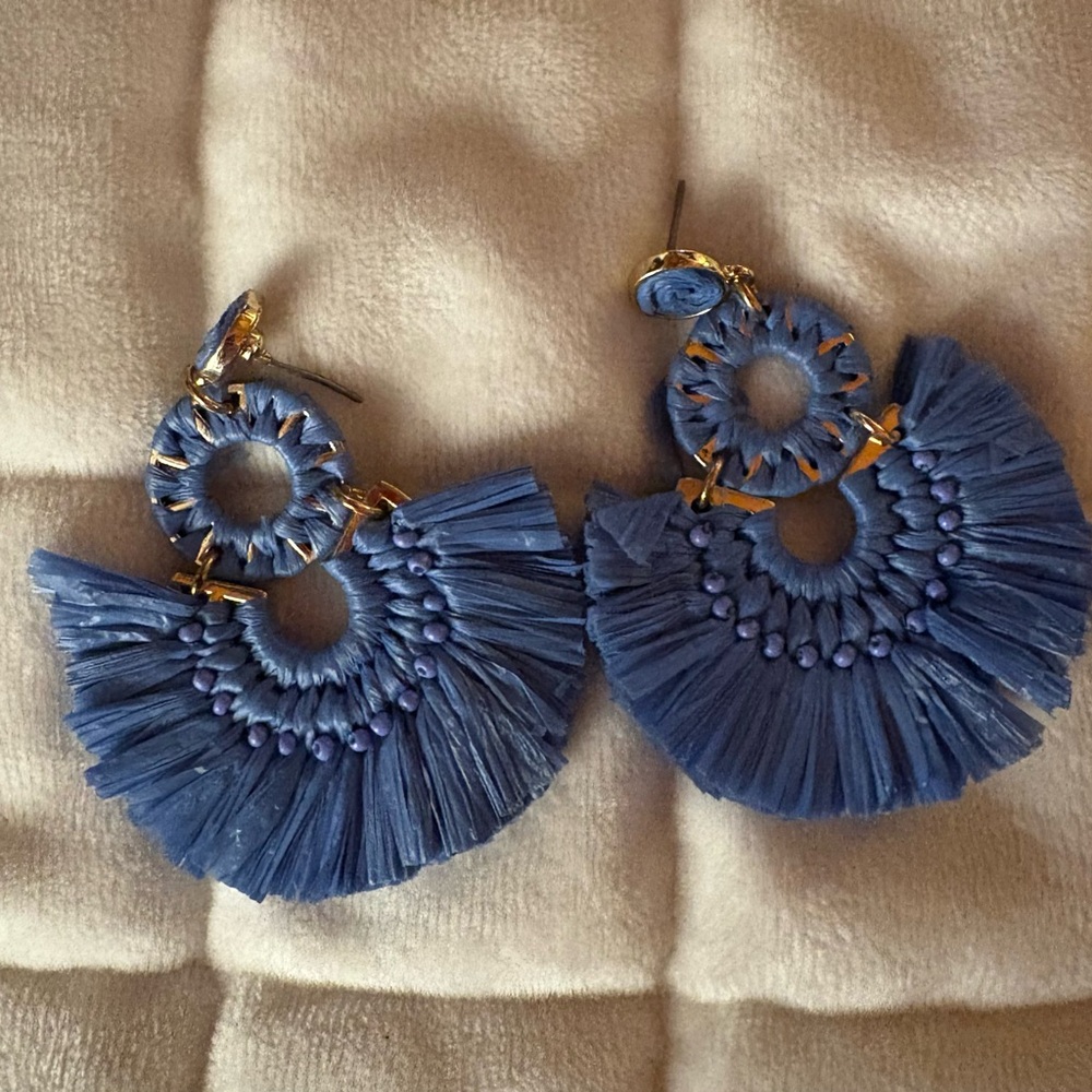 J. Crew Blue Tassel Earrings- worn once
